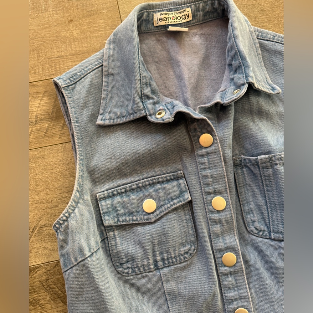 Vintage Jeanology Denim Button Front Dress Sleeveless Western Rodeo Midi Dress - Picture 3 of 6